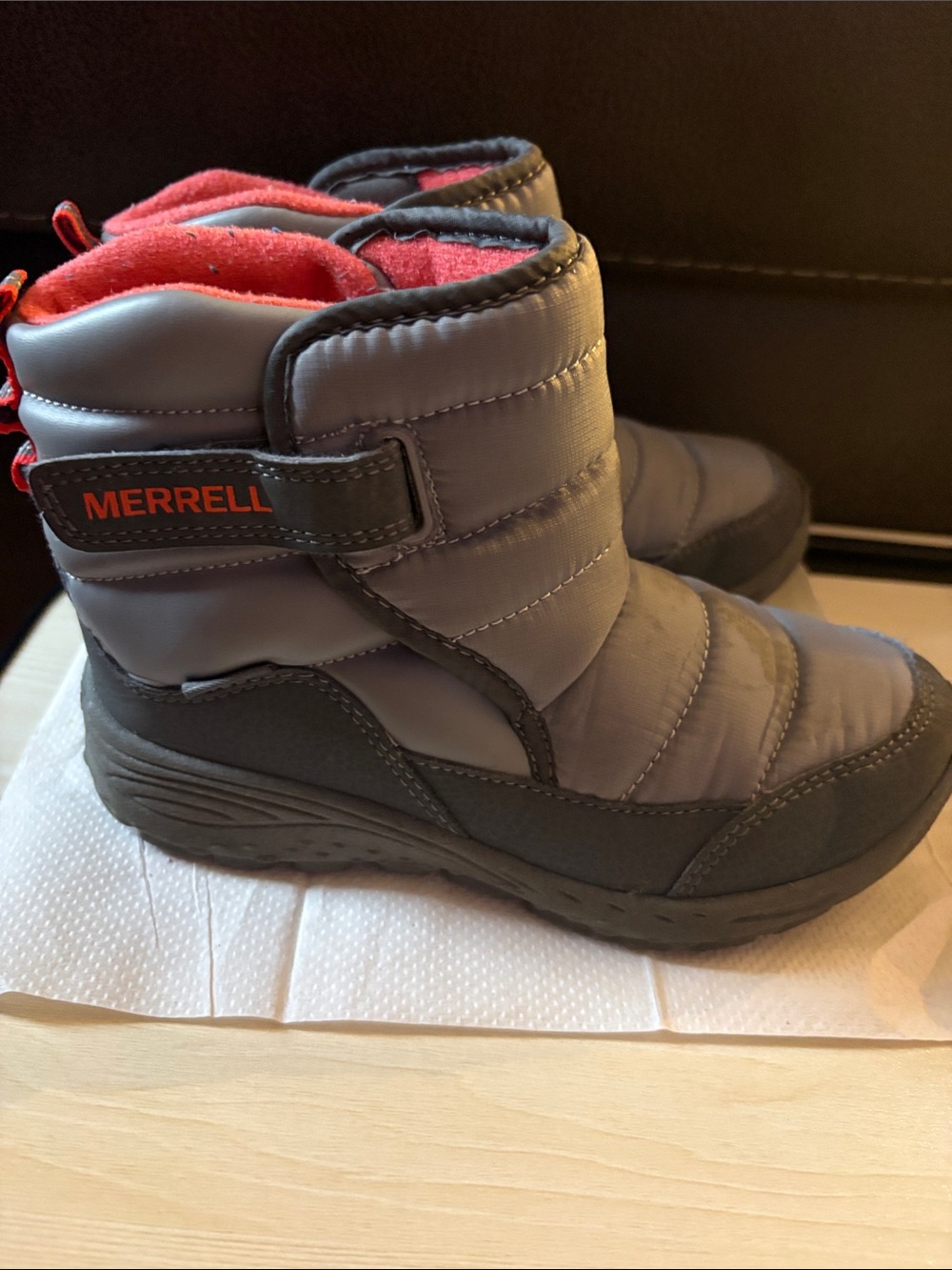 Merrell Kids Gray Winter Boots with Red Interior